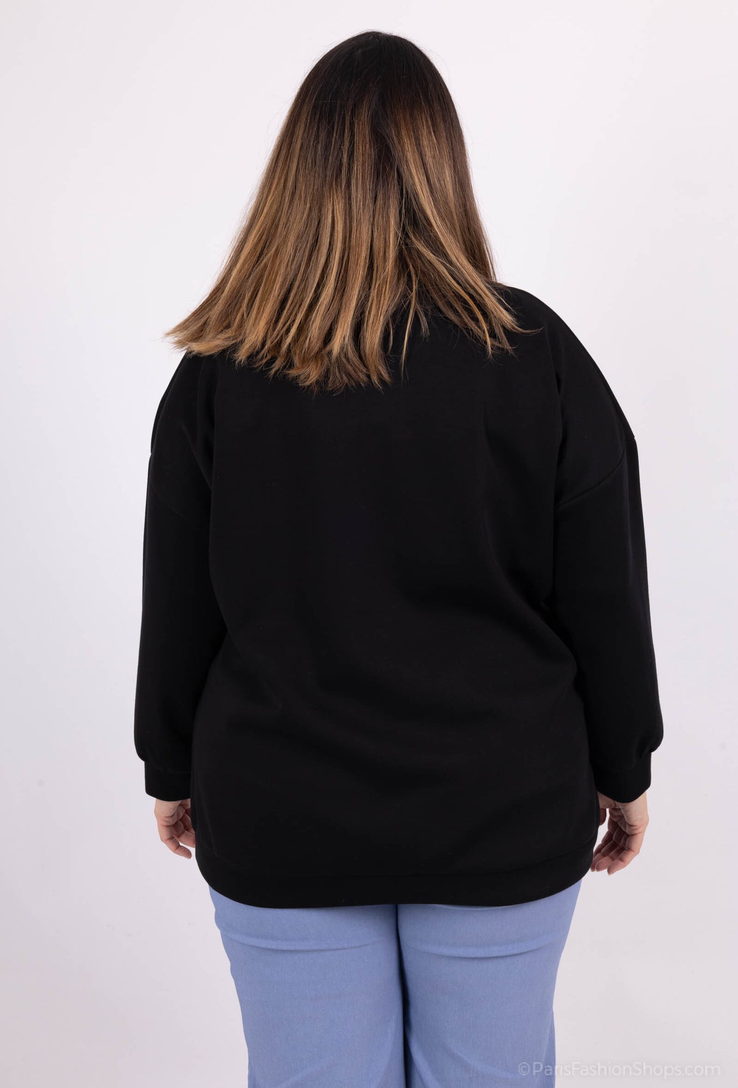 Plus Size Rundhals Bicolor/Leopardtryck Sweatshirt