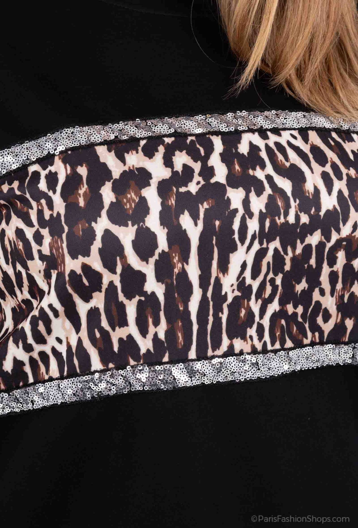 Plus Size Rundhals Bicolor/Leopardtryck Sweatshirt