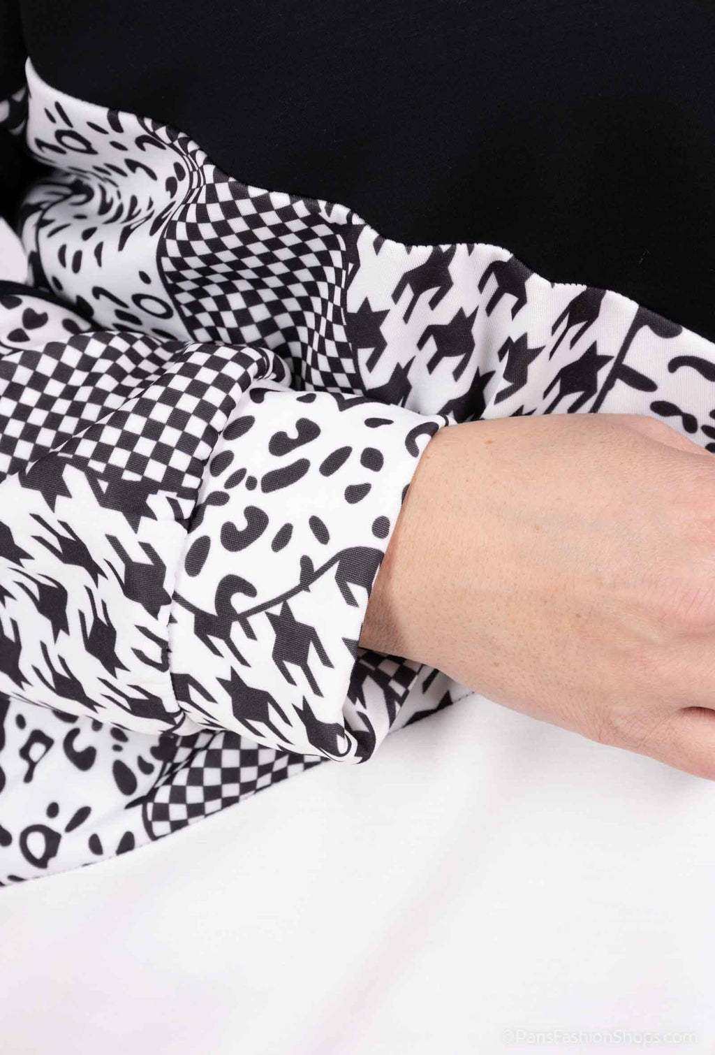 Plus Size Rundhals Bicolor/Leopardmönster Sweatshirt