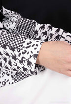Plus Size Rundhals Bicolor/Leopardmönster Sweatshirt