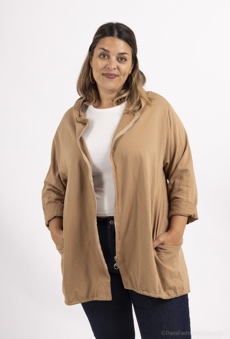 Plus Size Zipped sweatshirt with 2 side pockets