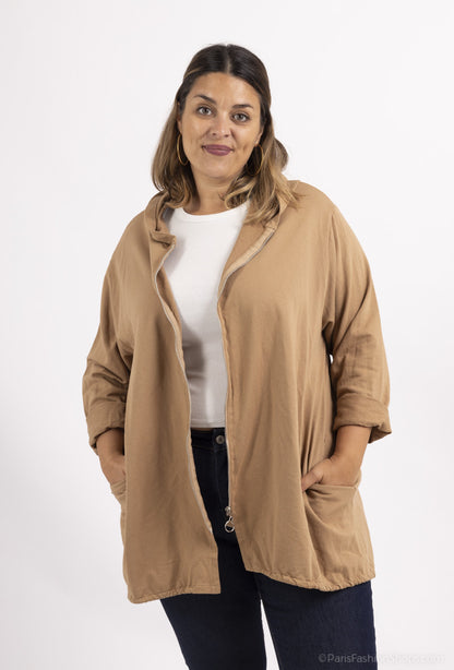 Plus Size Zipped sweatshirt with 2 side pockets