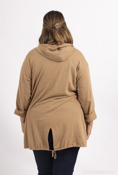 Plus Size Zipped Sweatshirt med 2 Sidfickor