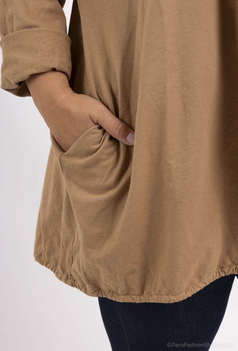 Plus Size Zipped Sweatshirt med 2 Sidfickor
