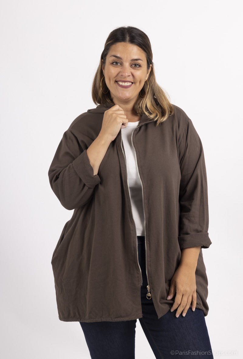 Plus Size Zipped sweatshirt with 2 side pockets