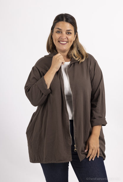 Plus Size Zipped sweatshirt with 2 side pockets