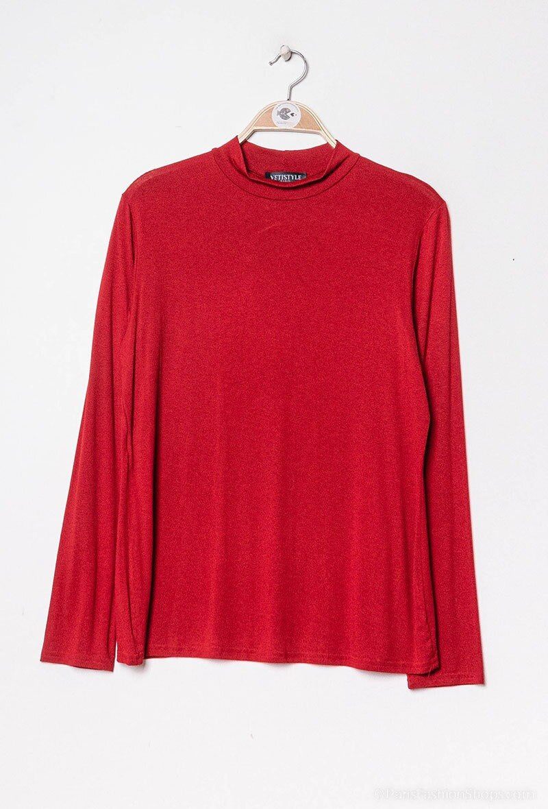 Plus Size T-shirt med funnel neck