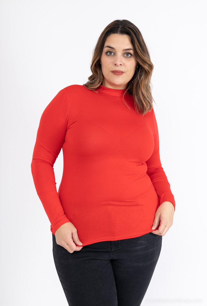 Plus Size T-shirt with funnel neck