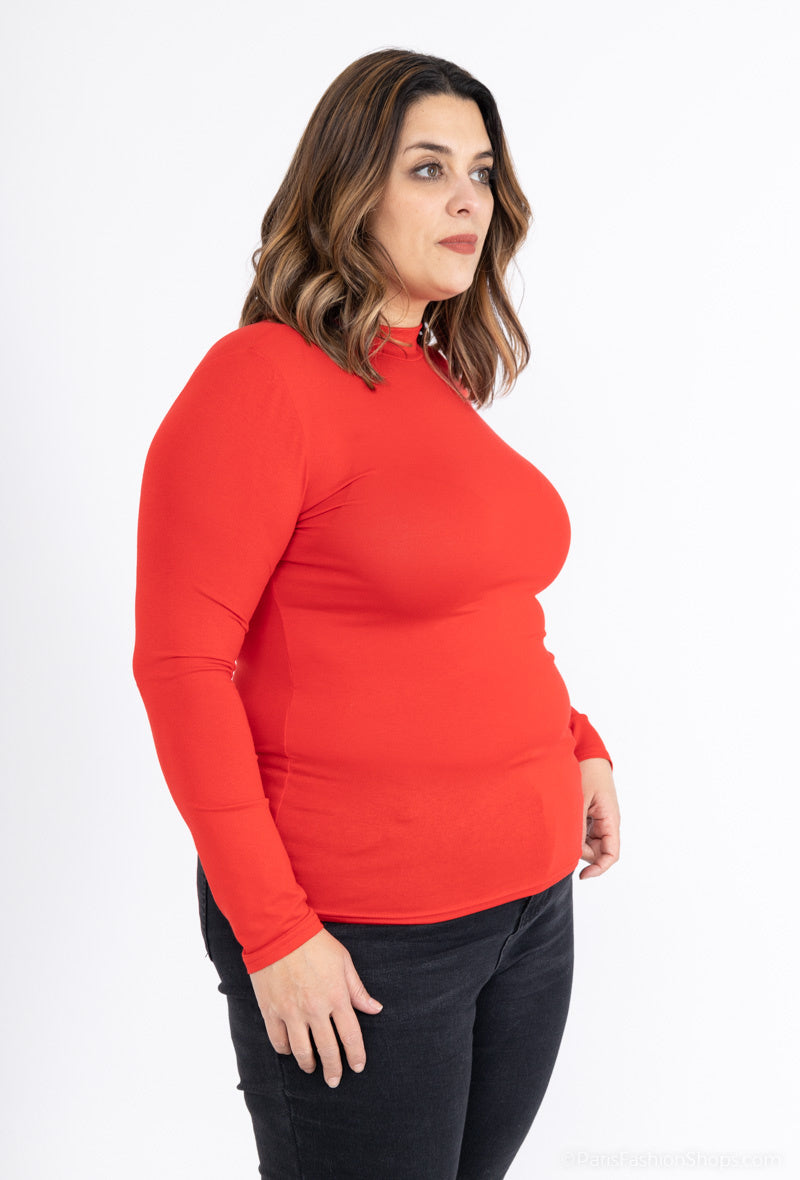 Plus Size T-shirt med funnel neck