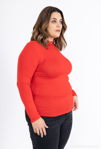 Plus Size T-shirt med funnel neck