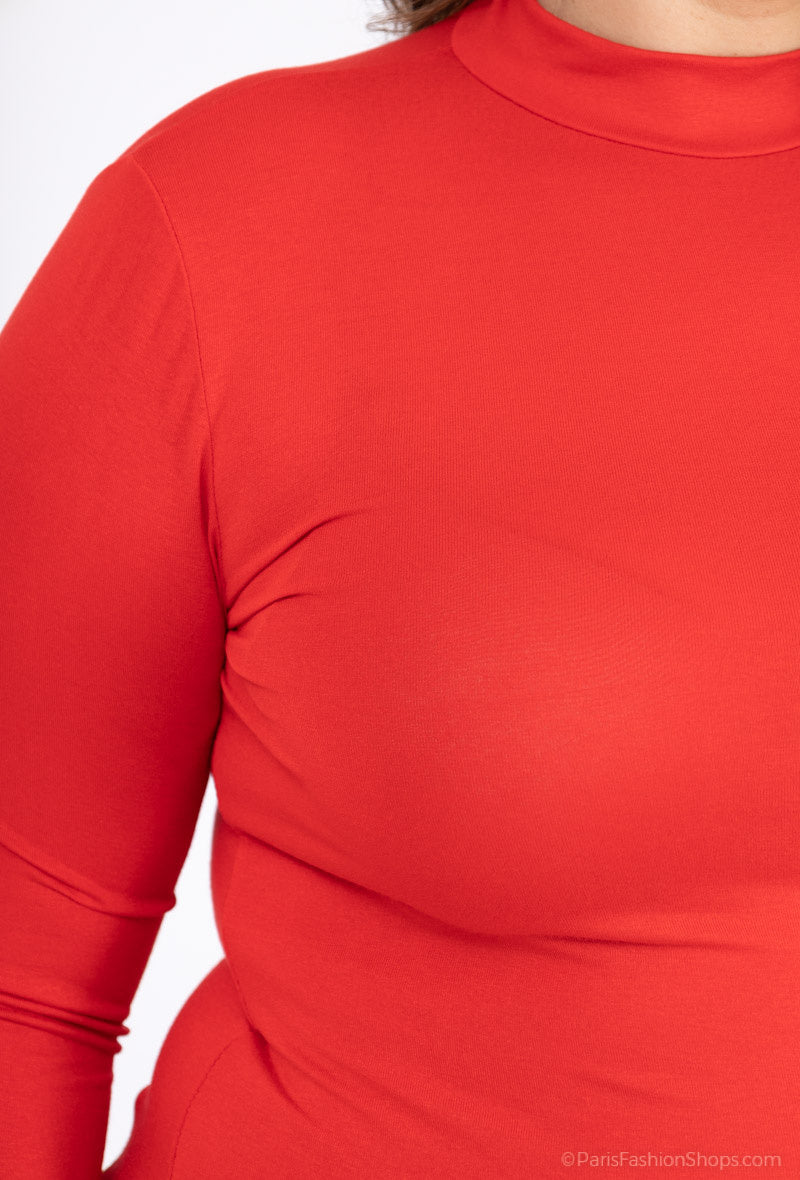 Plus Size T-shirt med funnel neck