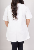 Plus Size Öppen Spets T-shirt med Pärlor