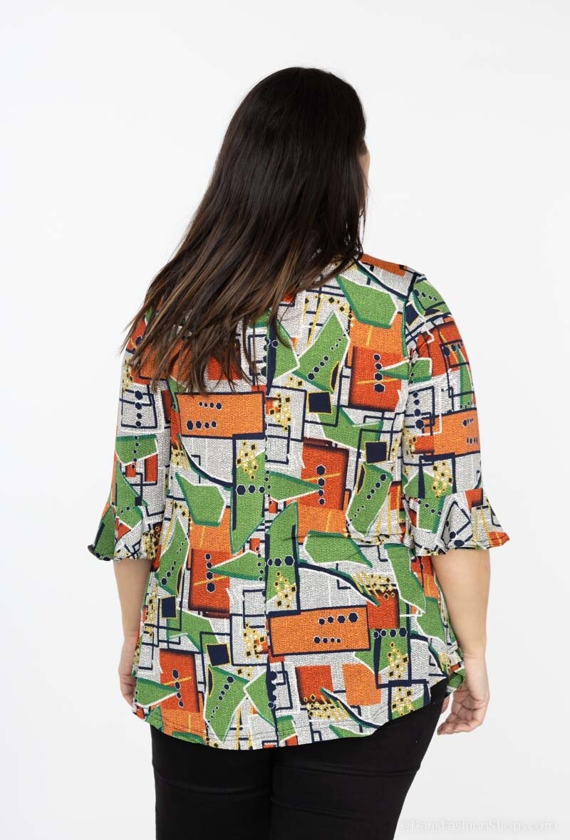 Plus Size T-shirt med geometriskt korsat tryck