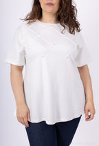 Plus Size T-shirt with pearl for spring and summer large