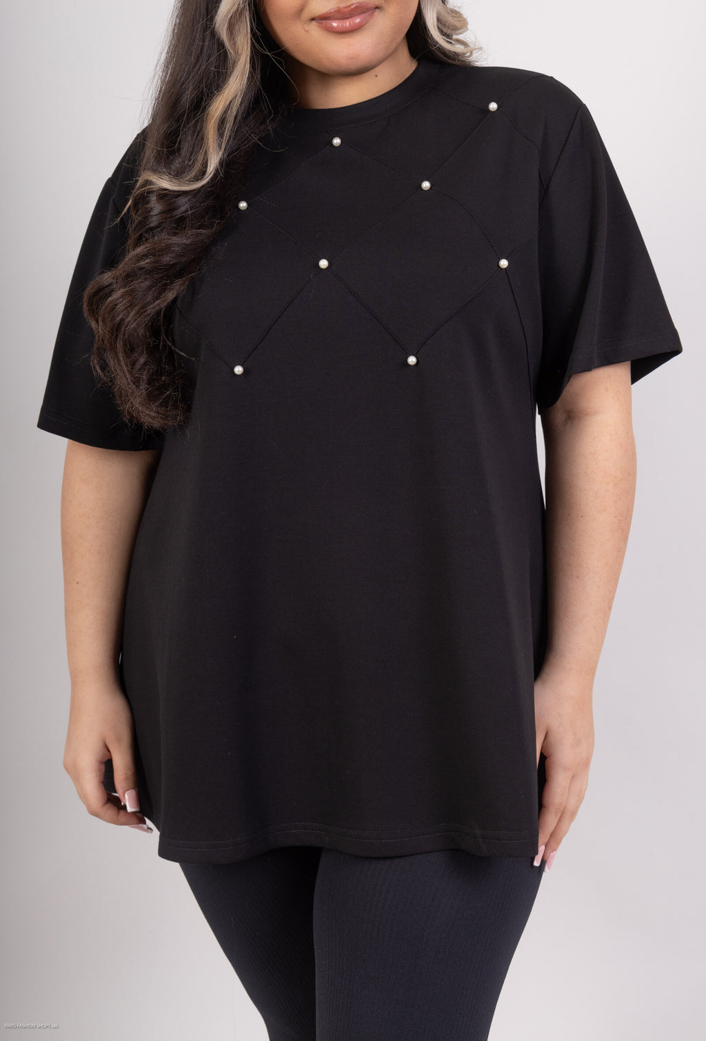 Plus Size T-shirt med pärlor för vår och sommar