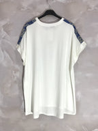 Plus Size Rundhals T-shirt med Denimmönster