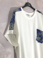 Plus Size Rundhals T-shirt med Denimmönster