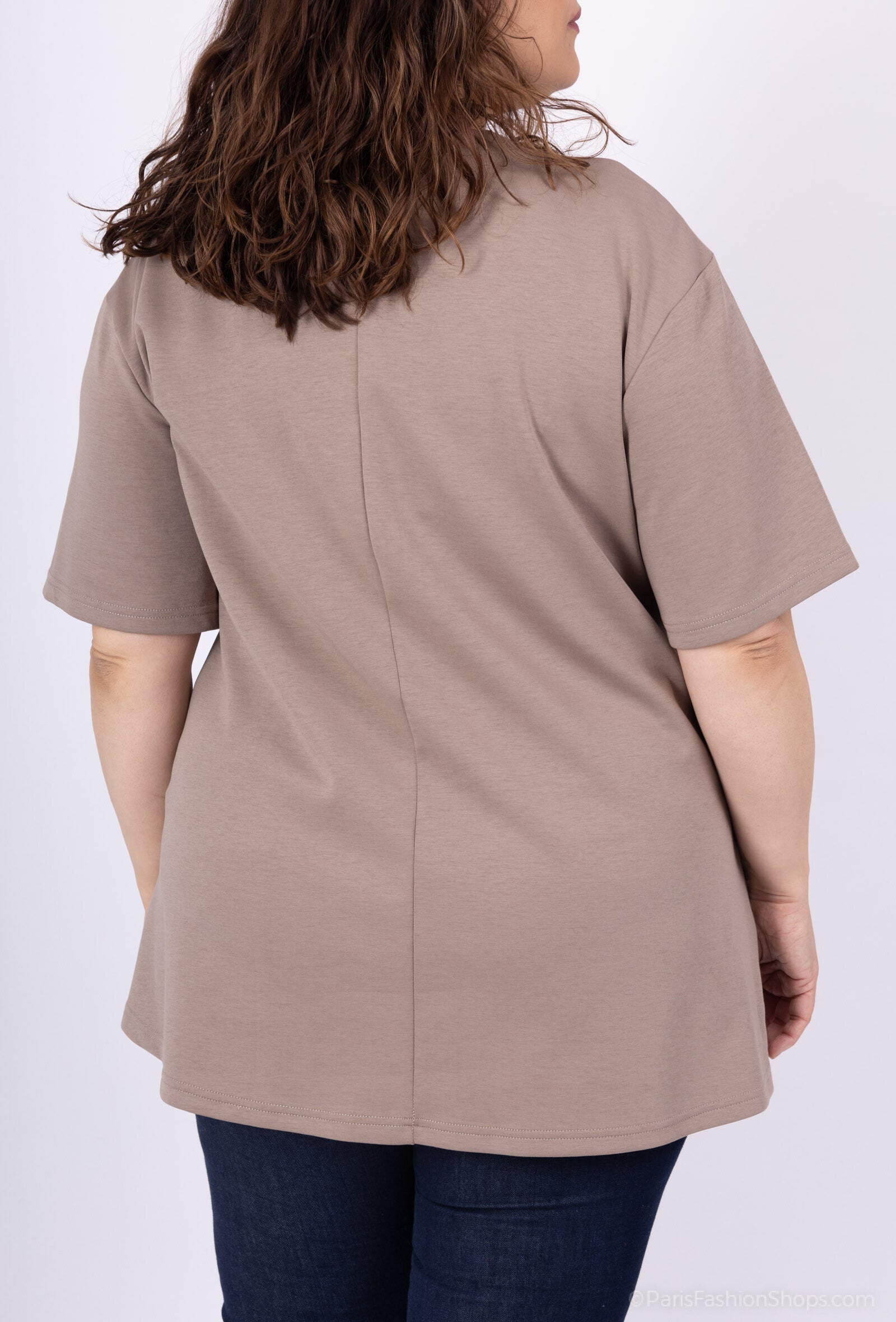 Plus Size Pearl V-neck T-shirt
