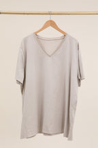 Plus Size V-neck cotton t-shirt