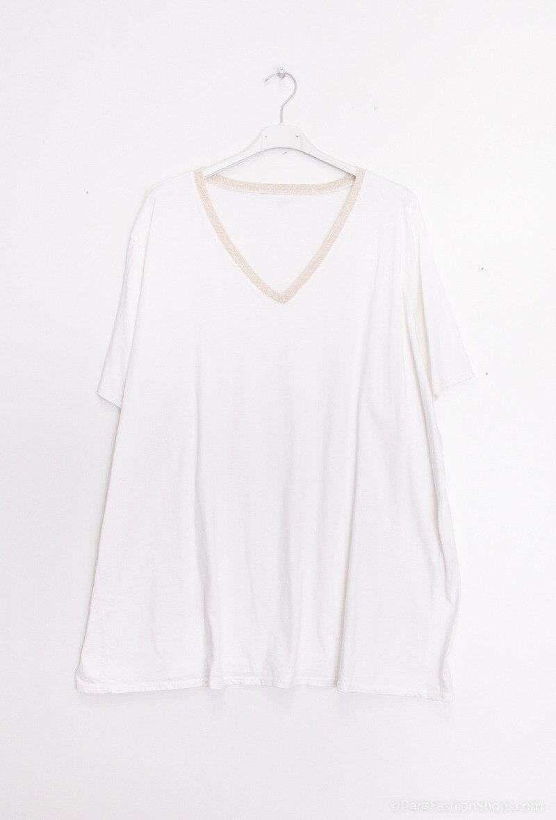 Plus Size V-neck cotton t-shirt