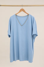 Plus Size V-neck cotton t-shirt