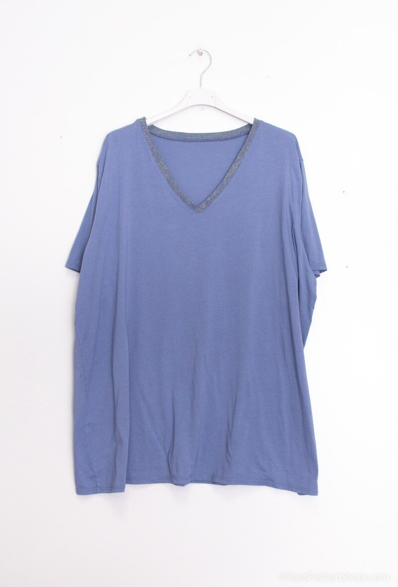 Plus Size V-neck T-Shirt i Bomull
