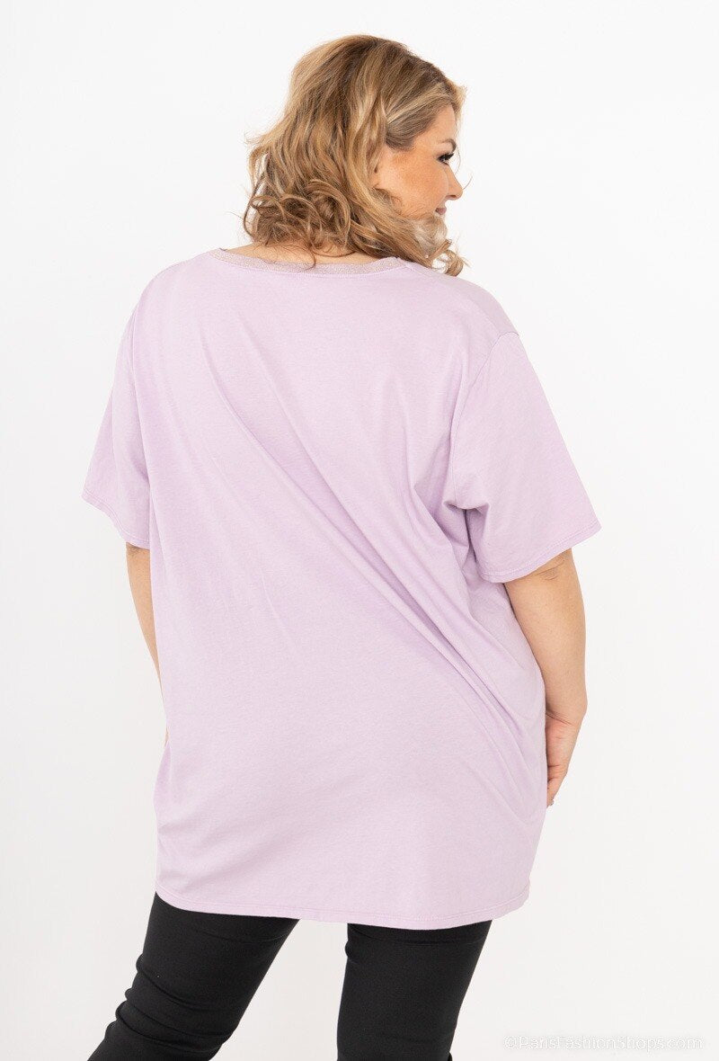 Plus Size V-neck T-shirt i Bomull