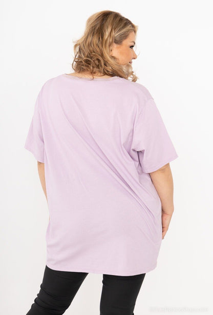 Plus Size V-neck T-shirt i Bomull