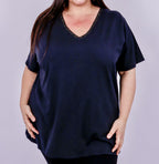 Plus Size V-neck T-Shirt i Bomull
