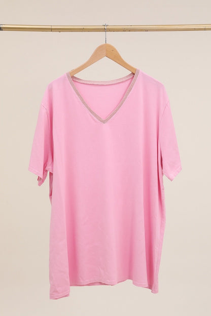 Plus Size V-neck cotton t-shirt