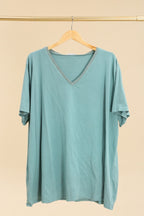 Plus Size V-neck cotton t-shirt