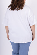 Plus Size V-ringad T-shirt i T40 Tryckt Bomull