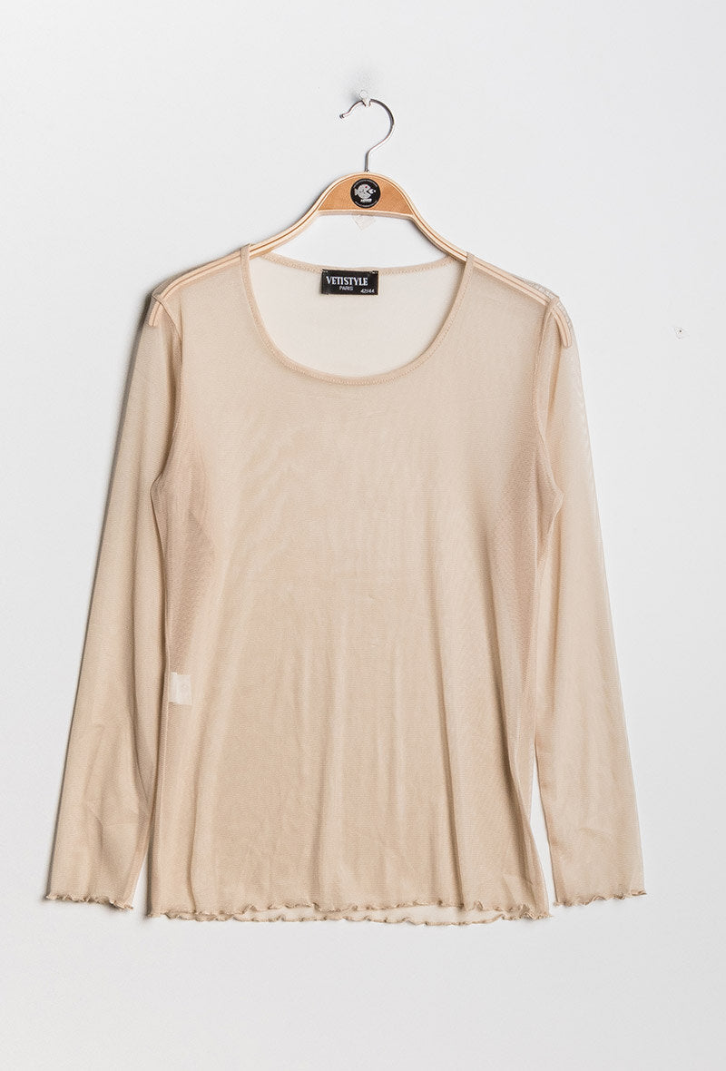 Plus Size Transparent Fishnet T-shirt