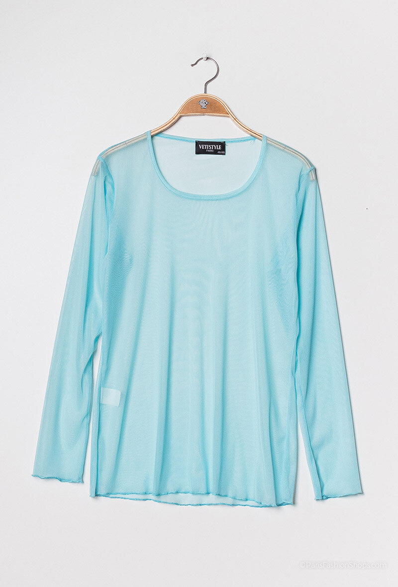 Plus Size Transparent t-shirt in fishnet