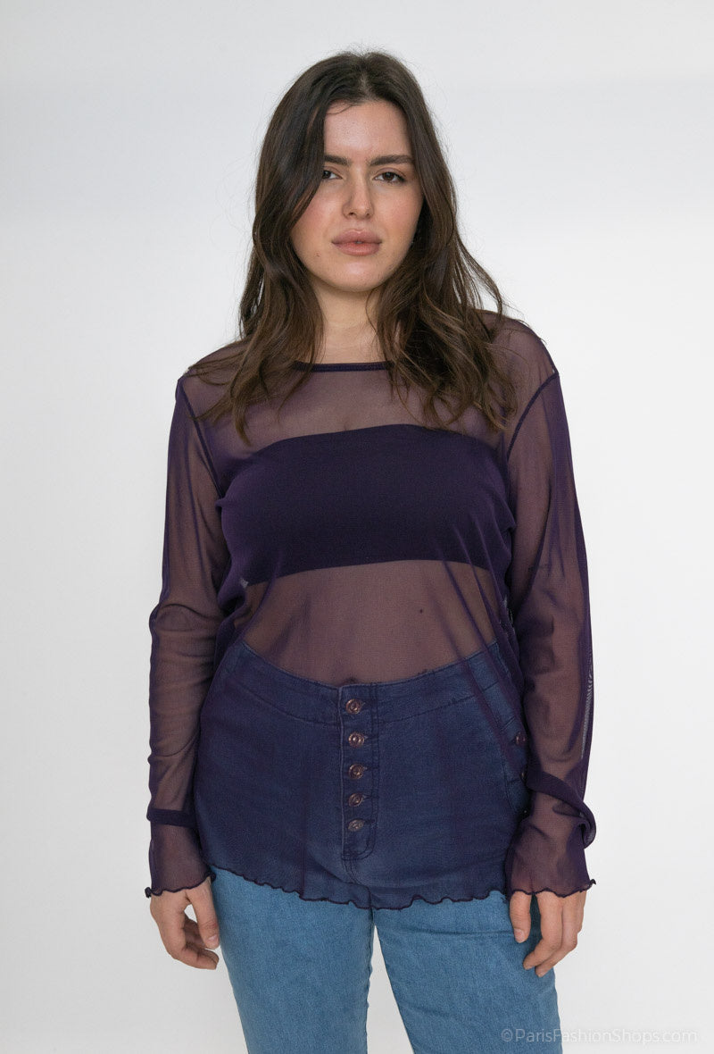Plus Size Transparent t-shirt in fishnet