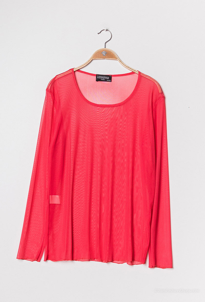 Plus Size Transparent t-shirt in fishnet