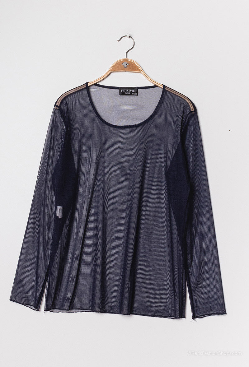 Plus Size Transparent t-shirt in fishnet