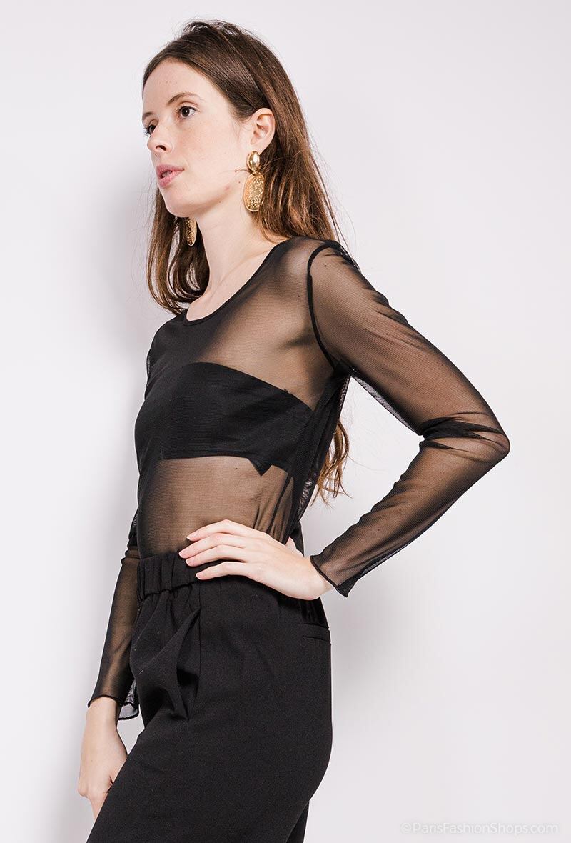 Plus Size Transparent Fishnet T-shirt