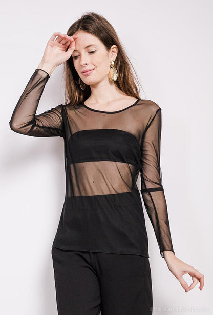 Plus Size Transparent Fishnet T-shirt