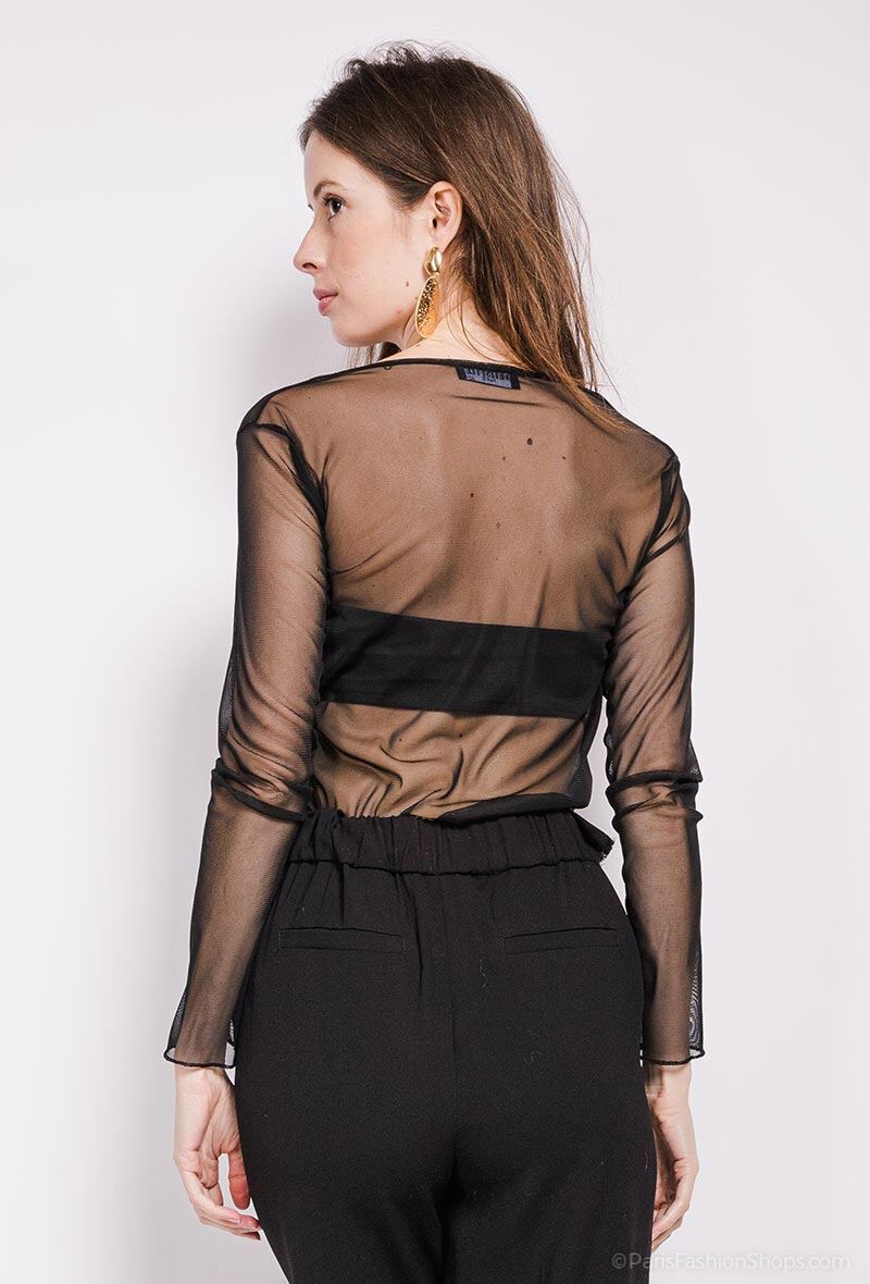 Plus Size Transparent Fishnet T-shirt