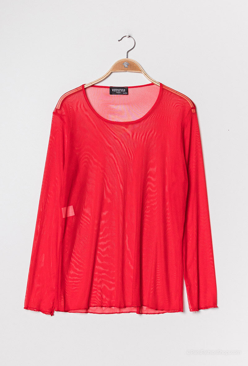 Transparent t-shirt in fishnet i Stor Storlek