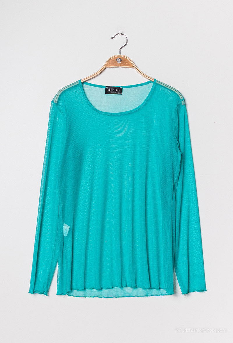 Plus Size Transparent t-shirt in fishnet