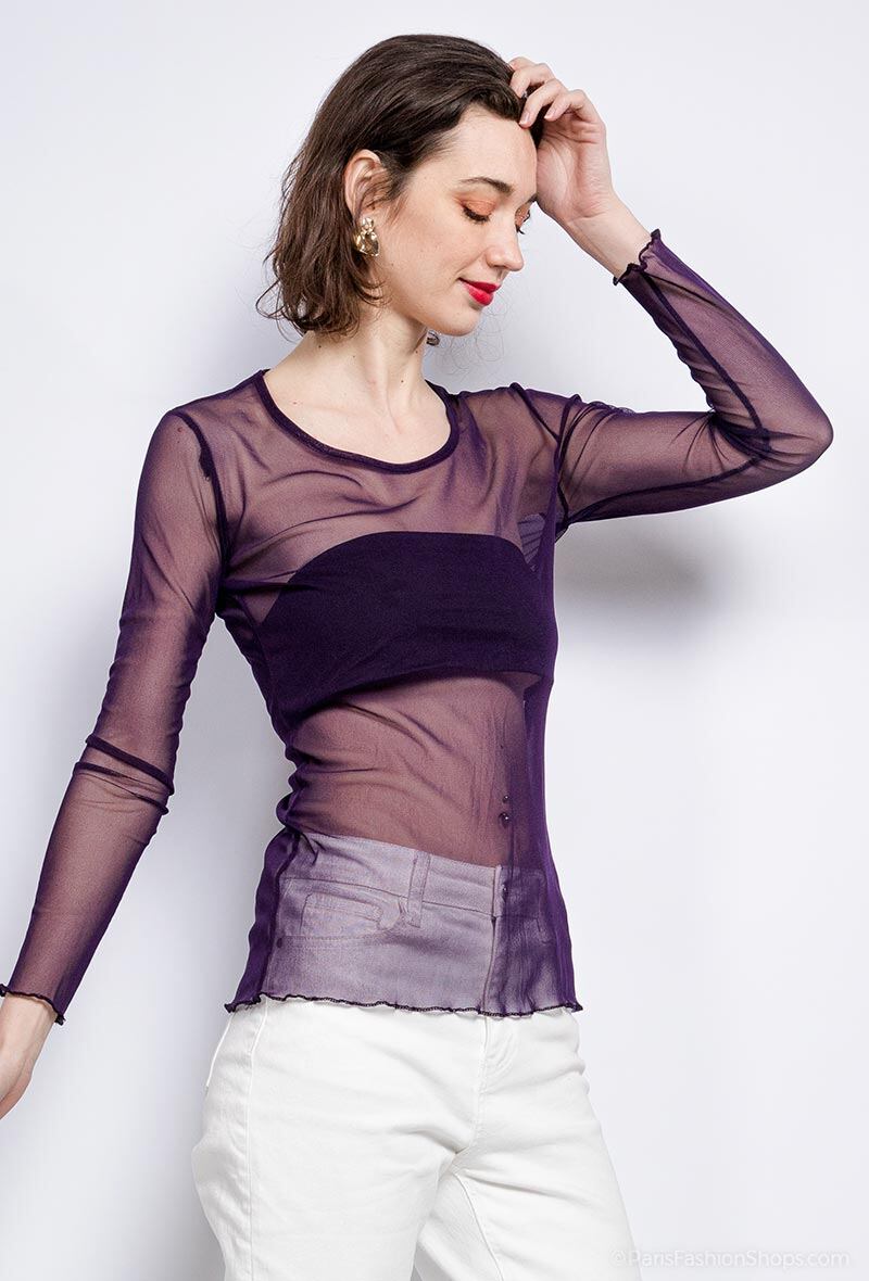 Plus Size Transparent Fishnet T-shirt