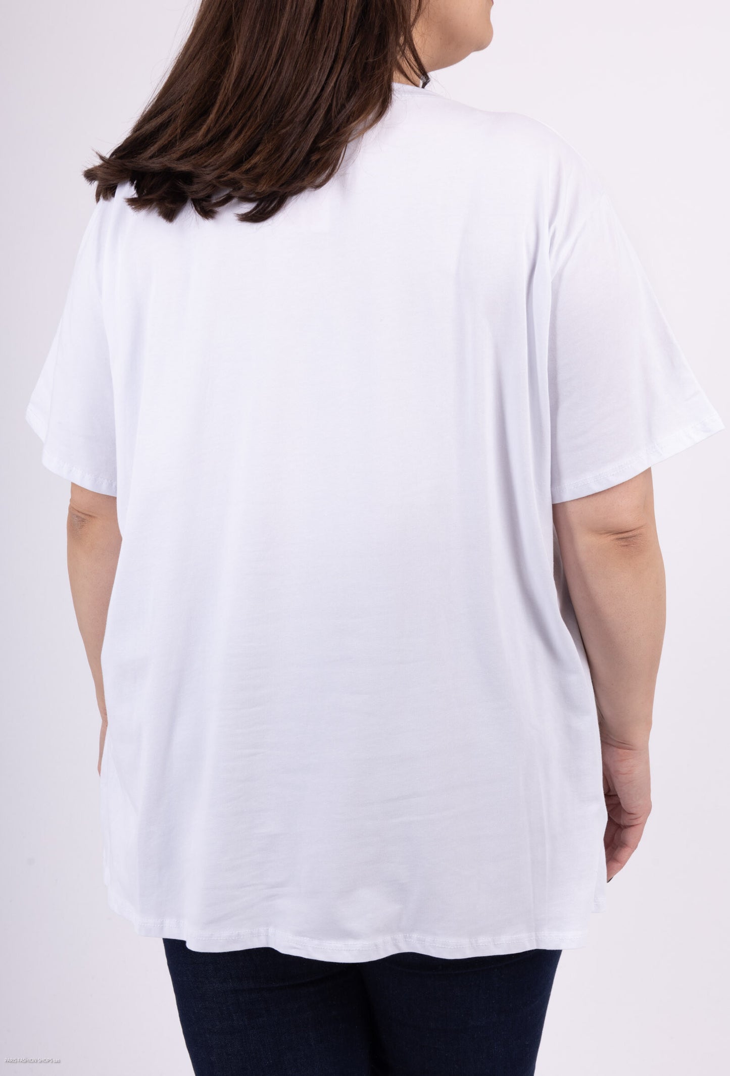 Plus Size Tryckt Vit T-shirt