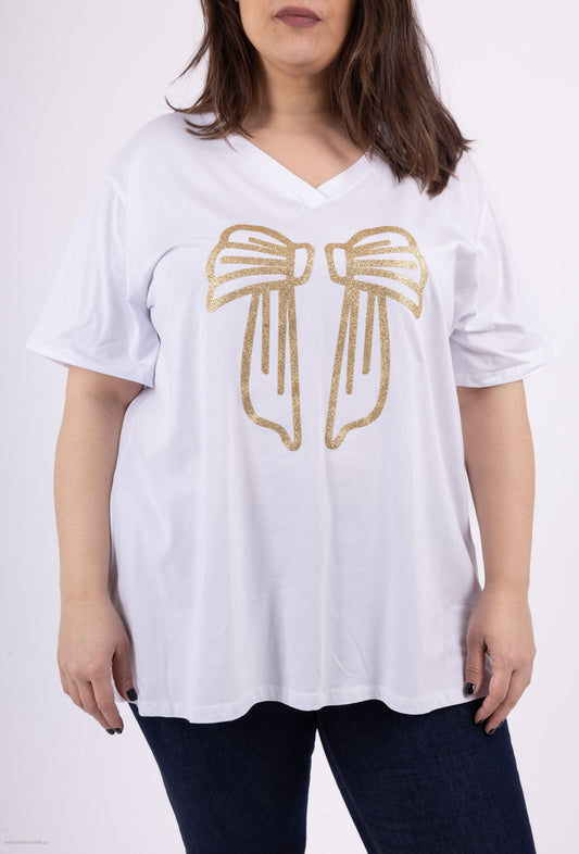 Plus Size Printed white tee-shirt