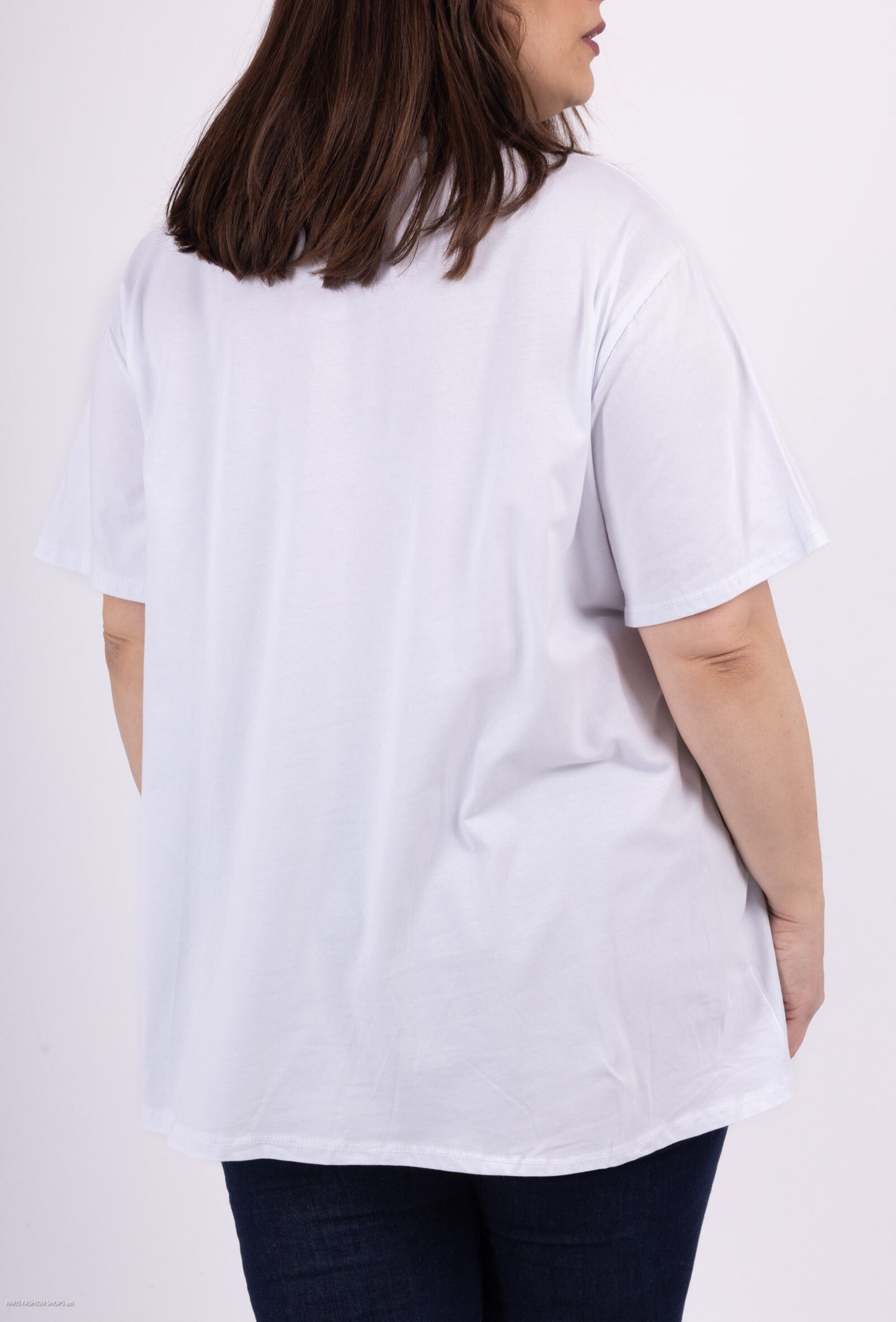 Plus Size Tryckta vita t-shirt