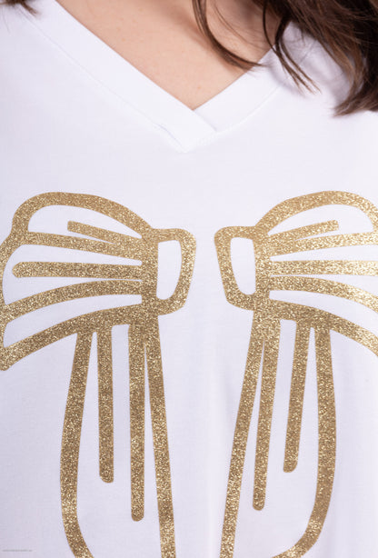 Plus Size Tryckta vita t-shirt