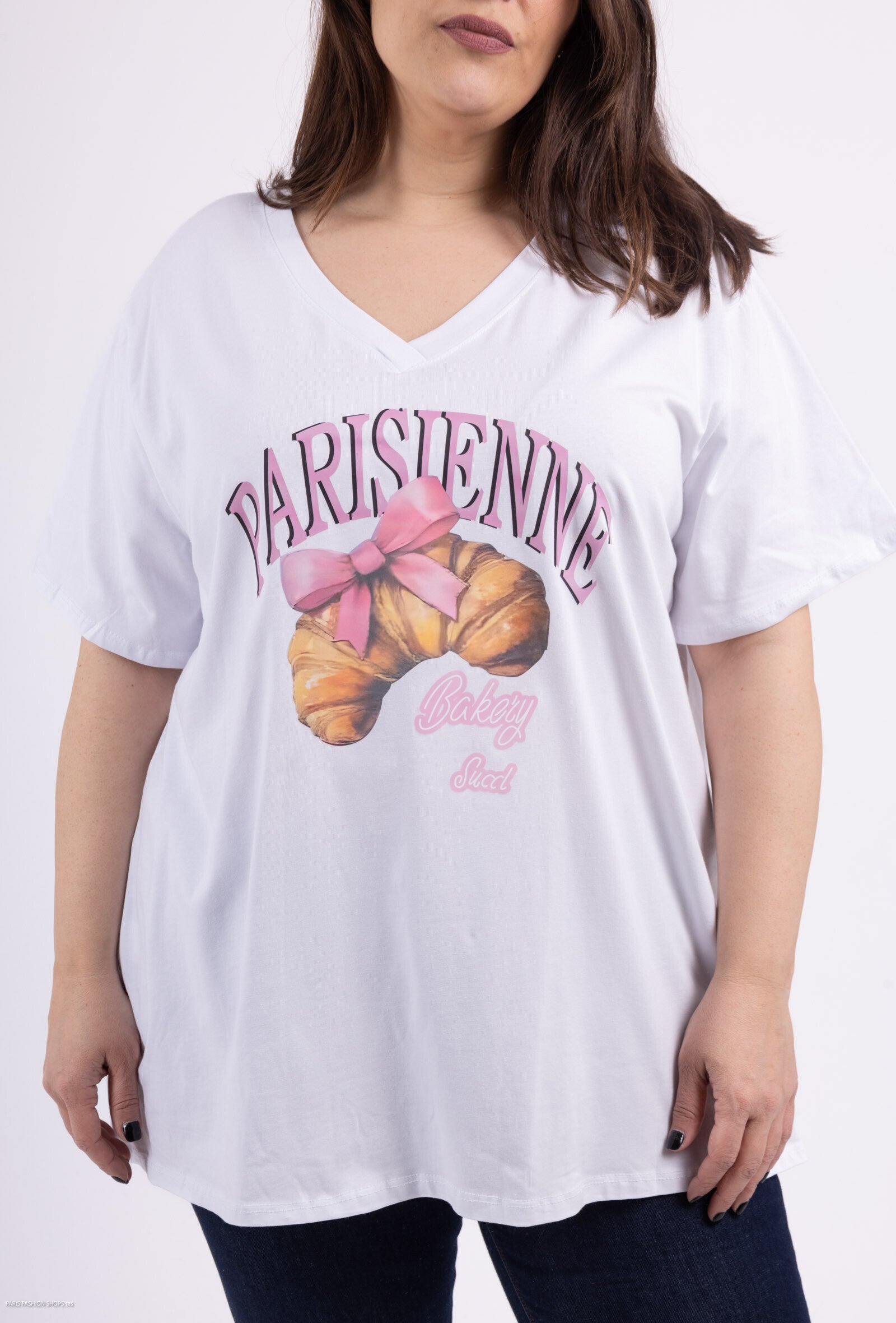 Plus Size Printed white tee-shirt