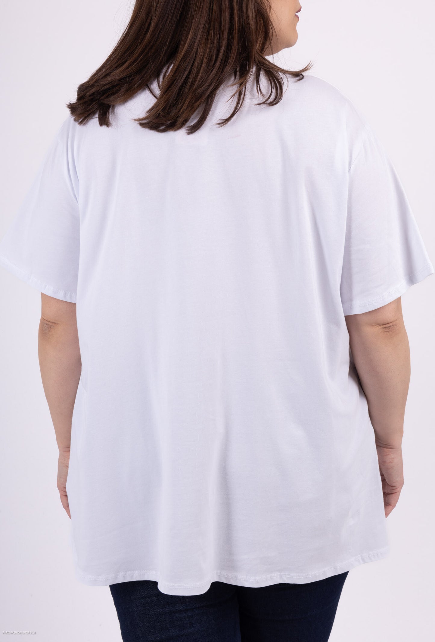 Plus Size Tryck Vit T-shirt