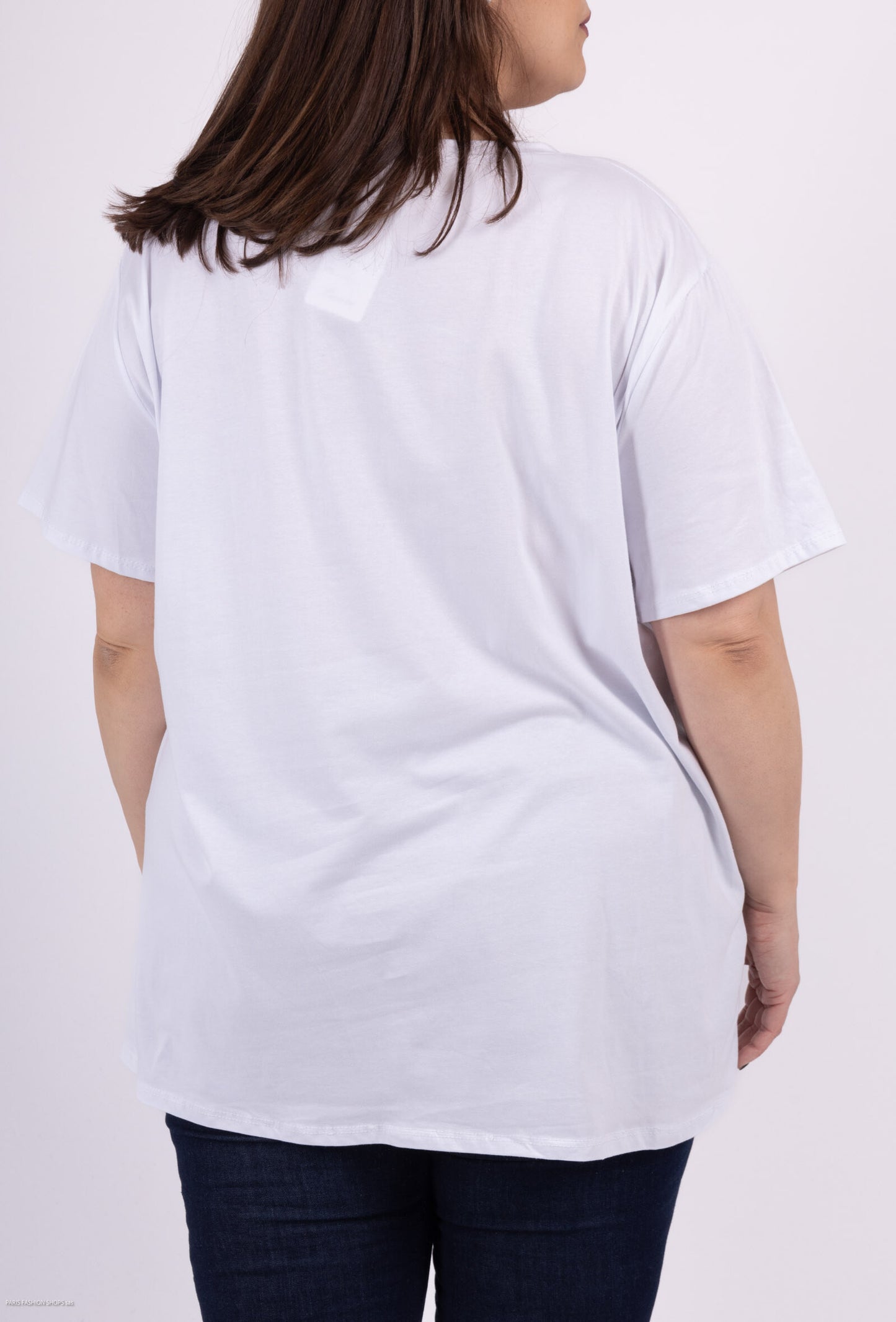 Plus Size Tryckta Vita T-shirt